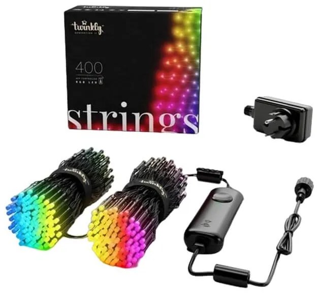 400 Smart LED RGB Twinkly Strings (TWS400STP-BEU) Κανονική Διάταξη, με Mαύρο Καλώδιο, Βluetooth, WiFi, Dimmer Και Έλεγχο μέσω Κινητού Τηλεφώνου