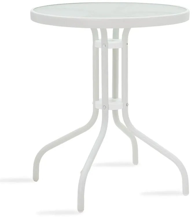 Σετ κήπου - Τραπεζαρία Watson-Obbi 3 τεμ. μέταλλο λευκό - γυαλί Φ60x70 εκ. 60x60x70 εκ.