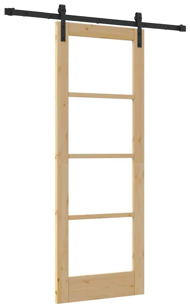 vidaXL Συρόμενη Πόρτα ORKDAL Καφέ 73.5 x 198.5 εκ. Ξύλο και μέταλλο