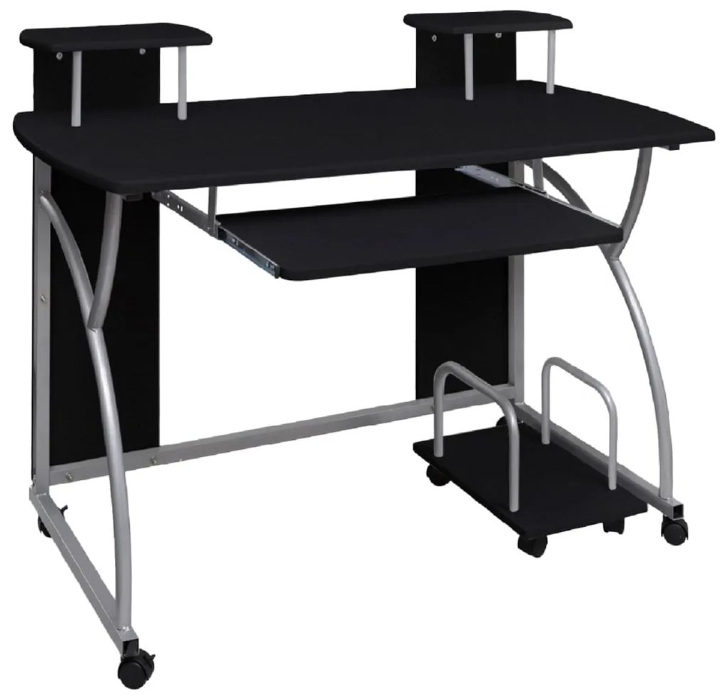 vidaXL Γραφείο Υπολογιστή Μαύρο 110 x 52 x 88,5 εκ. Επεξεργασμένο Ξύλο