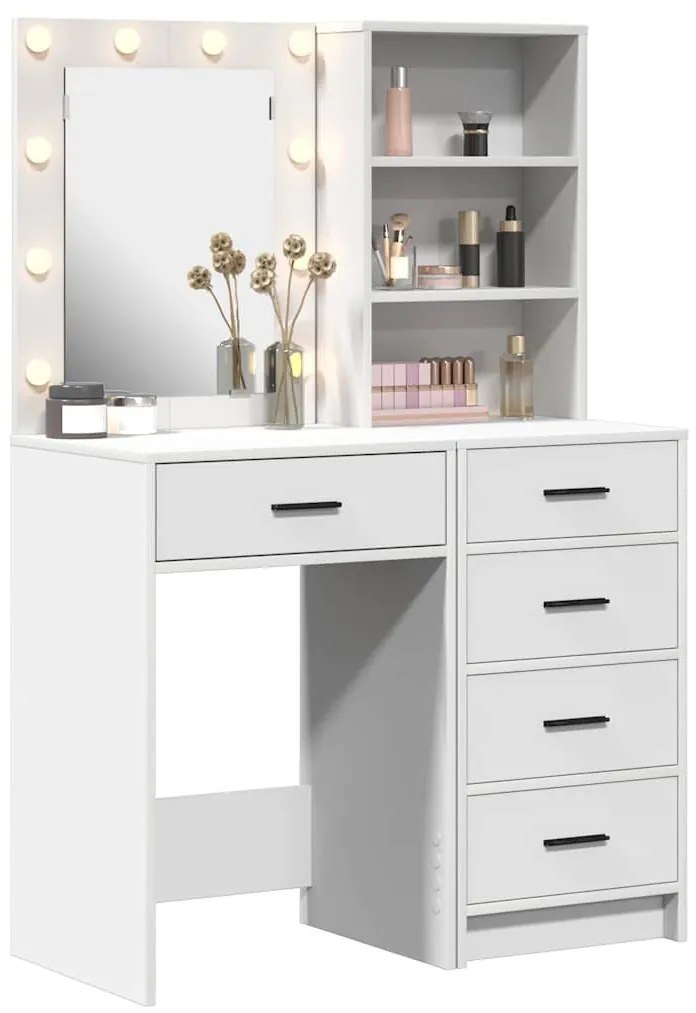 vidaXL Τραπέζι περιποίησης με συρτάρι 2 pcs Λευκό 50 x 41 x 135 εκ