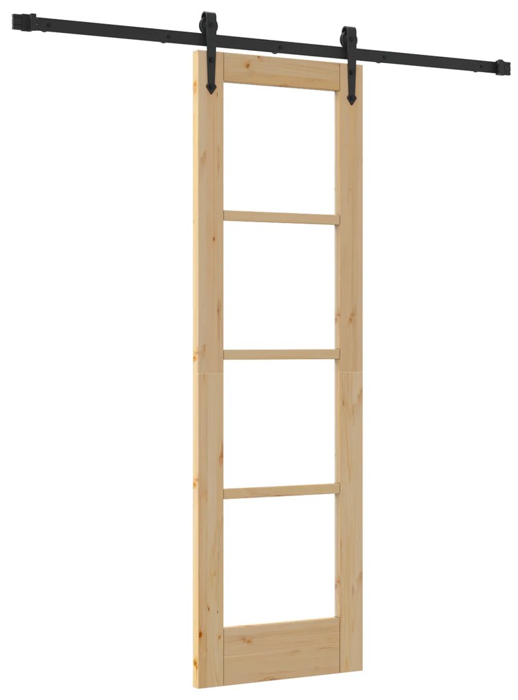 vidaXL Συρόμενη Πόρτα με Σετ Εξαρτημάτων 61x198.5 εκ. Συμπαγές Ξύλο Πεύκο