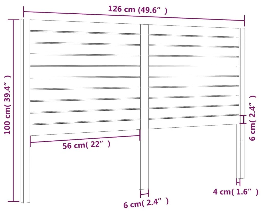 vidaXL Κεφαλάρι Κρεβατιού Λευκό 126 x 4 x 100 εκ. Μασίφ Ξύλο Πεύκου