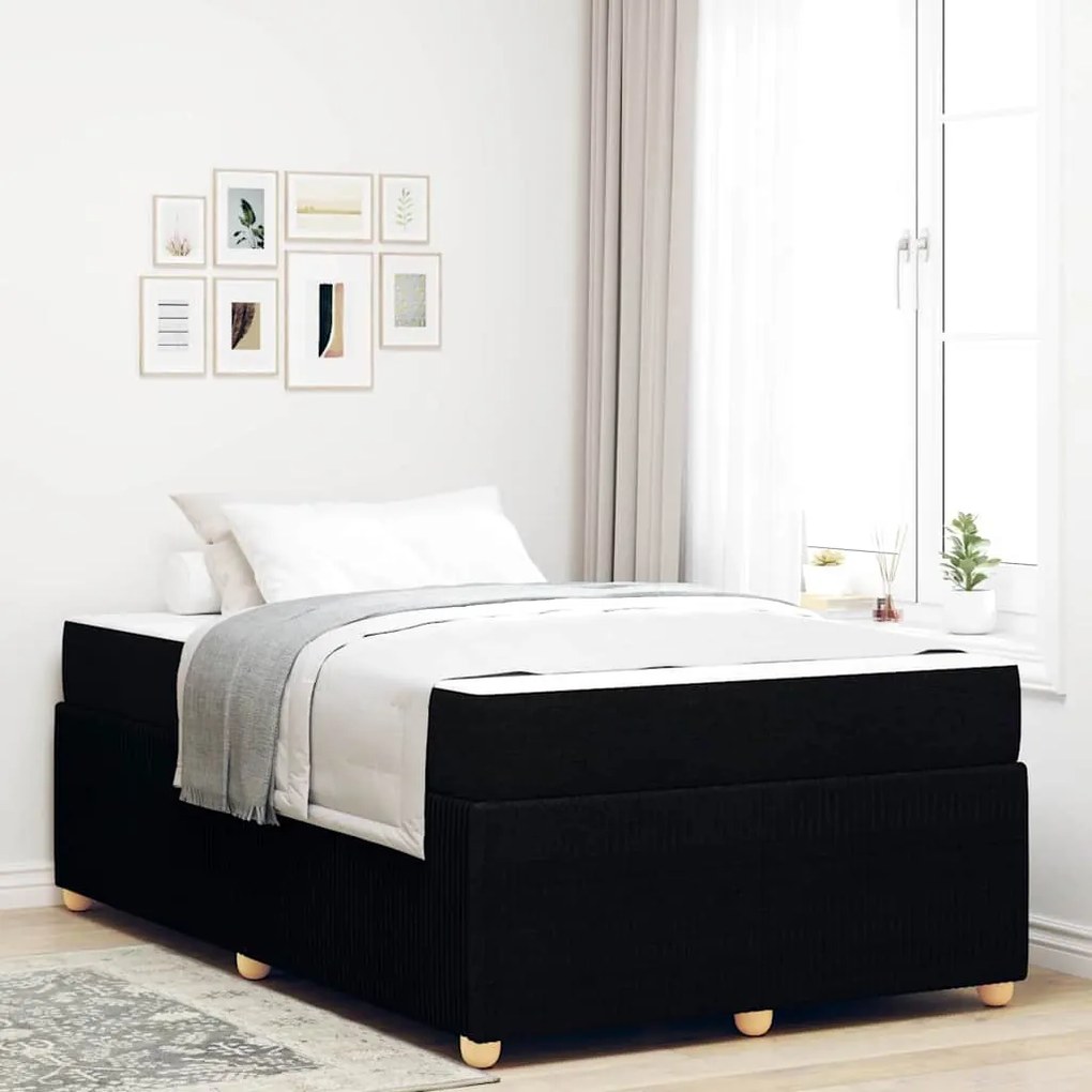 vidaXL Σκελετός κρεβατιού με στρώμα Μαύρο 120 x 200 cm ύφασμα