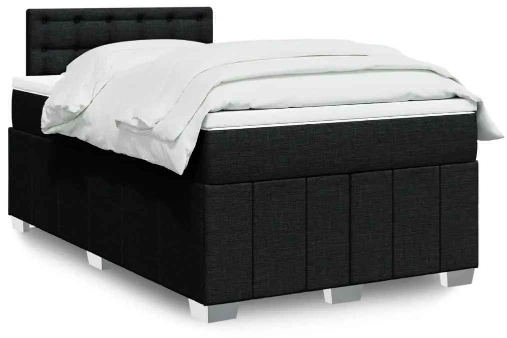 vidaXL Κρεβάτι Boxspring με Στρώμα Μαύρο 120x190 εκ. Υφασμάτινο