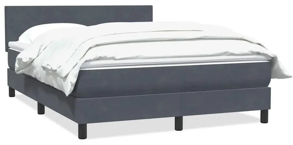 Κρεβάτι Boxspring με Στρώμα Σκούρο Γκρι 160x210 εκ. Βελούδινο - Γκρι