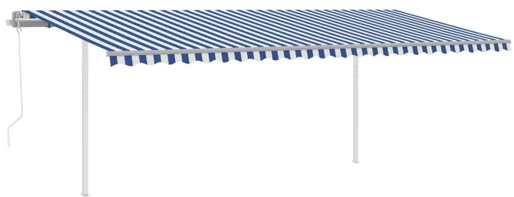 vidaXL Τέντα Αυτόματη με LED &amp; Αισθητήρα Ανέμου Μπλε/Λευκή 6x3,5 μ.