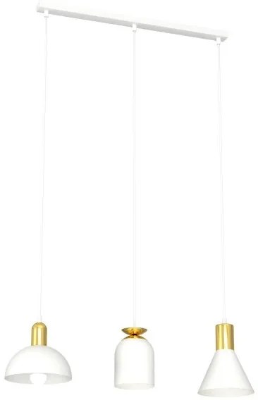 Κρεμαστό Φωτιστικό Οροφής 3xE14 60cm Fox Emibig -1403/3-Λευκό-Χρυσό 1403/3