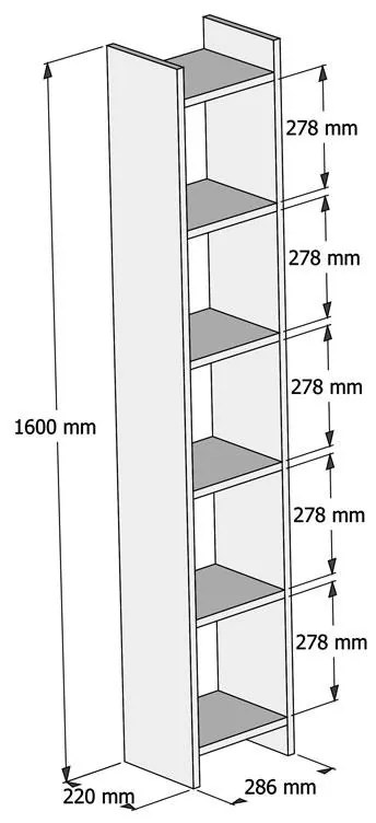 Βιβλιοθήκη Darco μελαμίνης oak-λευκό 28.6x22x160εκ 28.6x22x160 εκ.