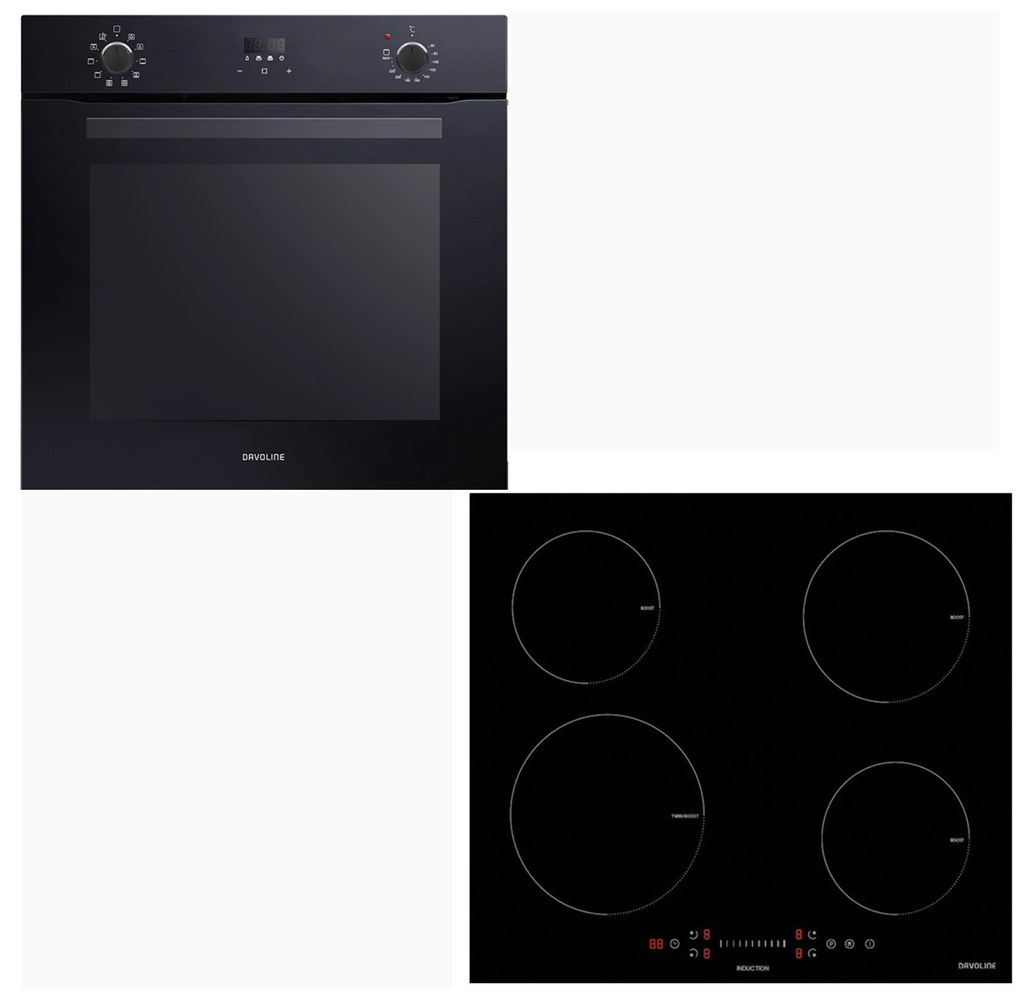 Davoline Σετ BBO 7210 Εντοιχιζόμενος Φούρνος Π59.4εκ 72lt &amp; IND 7204 Επαγωγική Εστία 59x52εκ Μαύρη