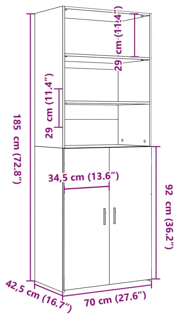 ΝΤΟΥΛΑΠΙ ΓΚΡΙ SONOMA 70X42,5X185 ΕΚ. ΑΠΟ ΕΠΕΞΕΡΓΑΣΜΕΝΟ ΞΥΛΟ 3281376