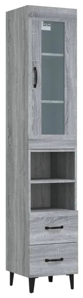 vidaXL Μπουφές Sonoma Γκρι 34,5 x 34 x 180 εκ. από Επεξεργασμένο Ξύλο
