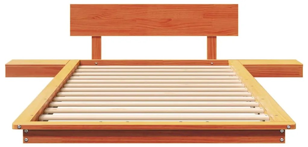 vidaXL Κρεβάτι Πλατφόρμα με Κομοδίνα Καφέ 75x190 εκ. Μασίφ Ξύλο