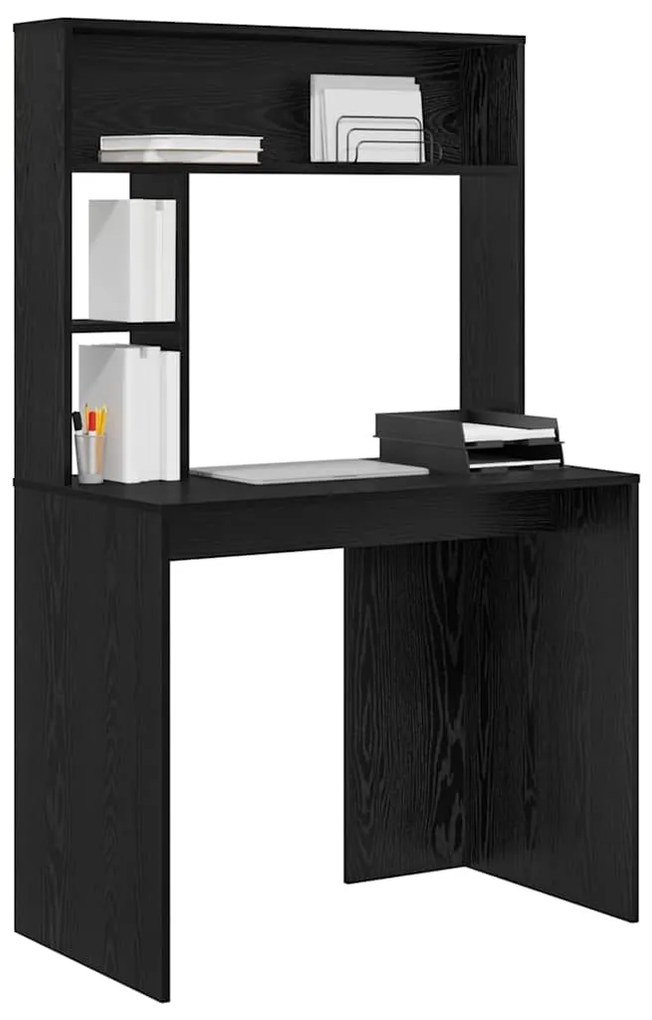 vidaXL Γραφείο με ράφι Μαύρη δρυς 91 x 50 x 149 εκ Επεξεργασμένο ξύλο