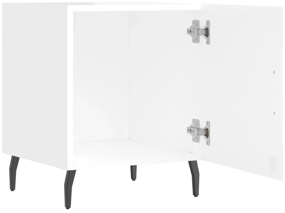 vidaXL Κομοδίνα 2 τεμ. Γυαλ. Λευκό 40 x 40 x 50 εκ. από Επεξεργ. Ξύλο