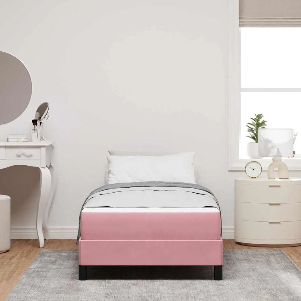vidaXL Κρεβάτι box spring με στρώμα Ροζ 80 x 200 cm Βελούδο
