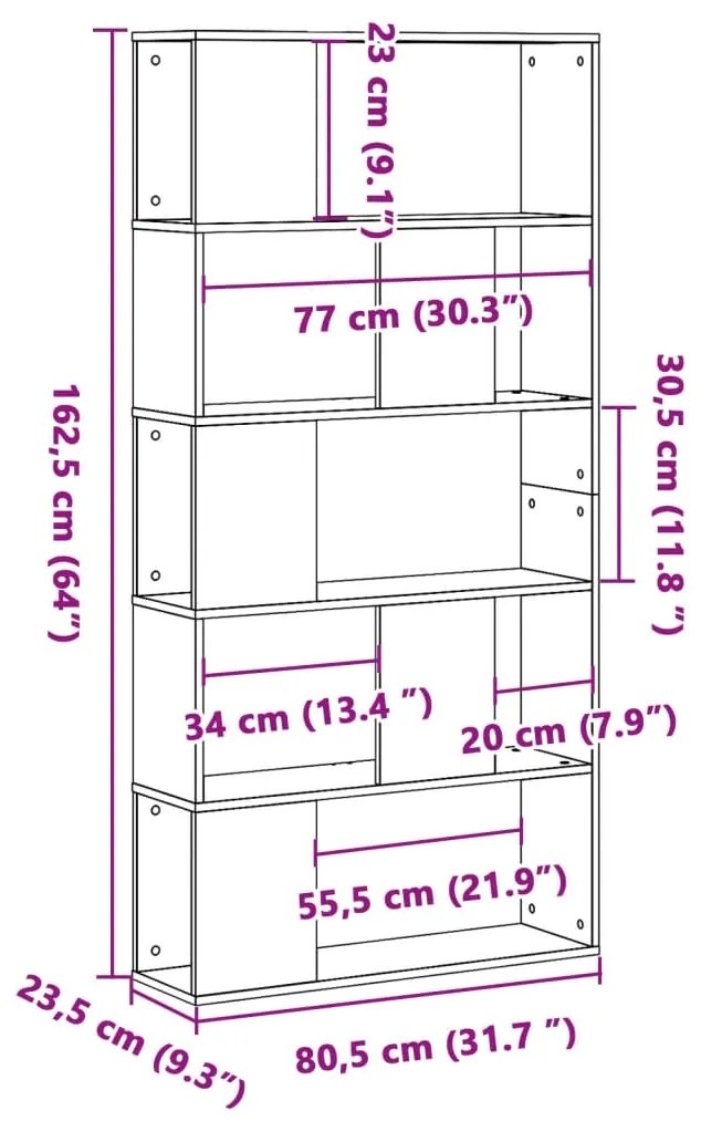 ΒΙΒΛΙΟΘΗΚΗ 5 ΕΠΙΠΕΔΩΝ ΜΑΥΡΗ 80,5X23,5X162,5 ΕΚ. ΕΠΕΞΕΡΓ. ΞΥΛΟ 852772