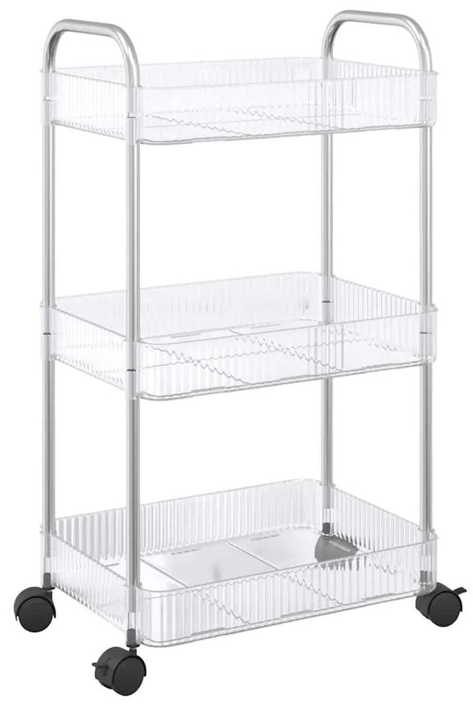vidaXL Καρότσι αποθήκευσης 3 Επίπεδα Διαφανές 37x28x68 εκ. Ακρυλικό