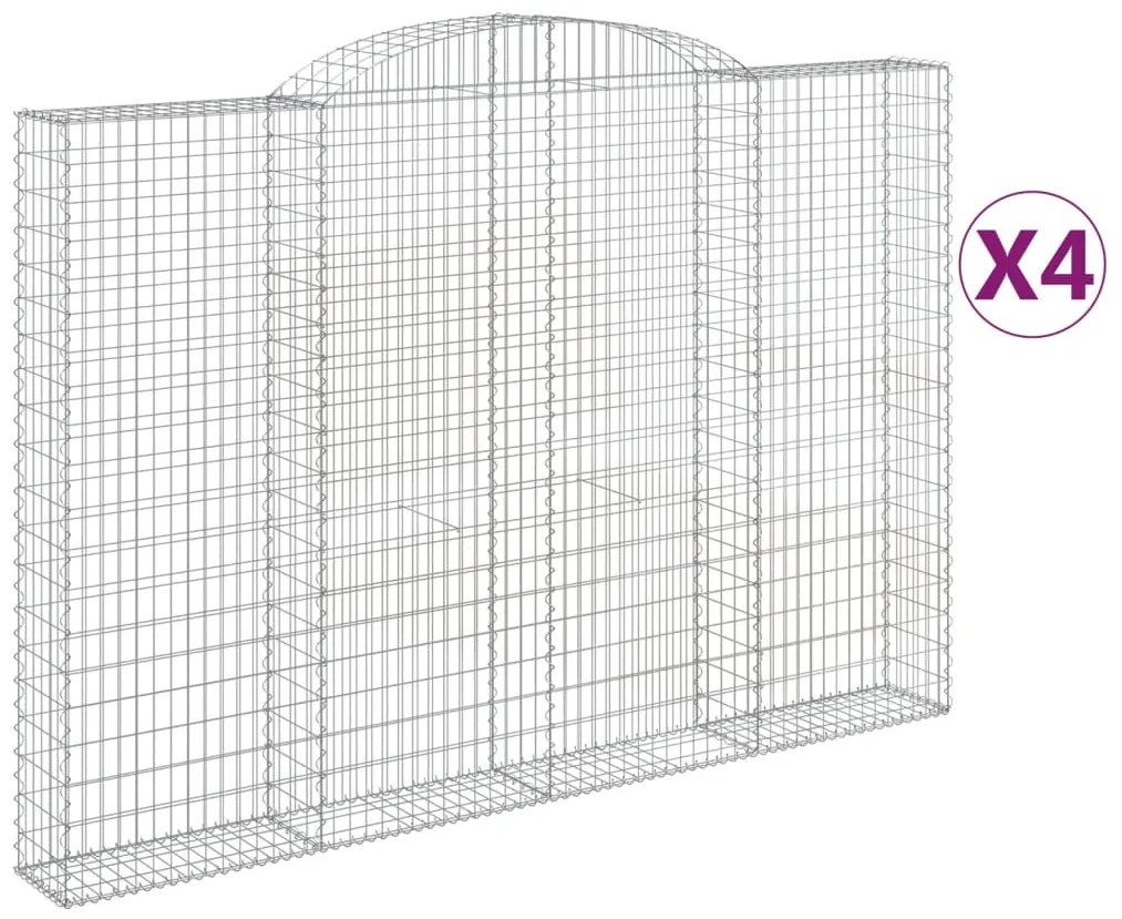 vidaXL Συρματοκιβώτια Τοξωτά 4 τεμ. 300x30x200/220 εκ. Γαλβαν. Ατσάλι