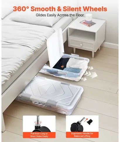 VEVOR Under Bed Storage with Wheels 31.7x15.6x6.9 In Rolling Storage Bags 4 Pack