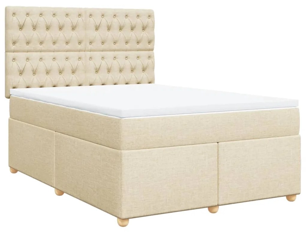 ΚΡΕΒΑΤΙ BOXSPRING ΜΕ ΣΤΡΩΜΑ ΚΡΕΜ 160X200 ΕΚ. ΥΦΑΣΜΑΤΙΝΟ 3291343