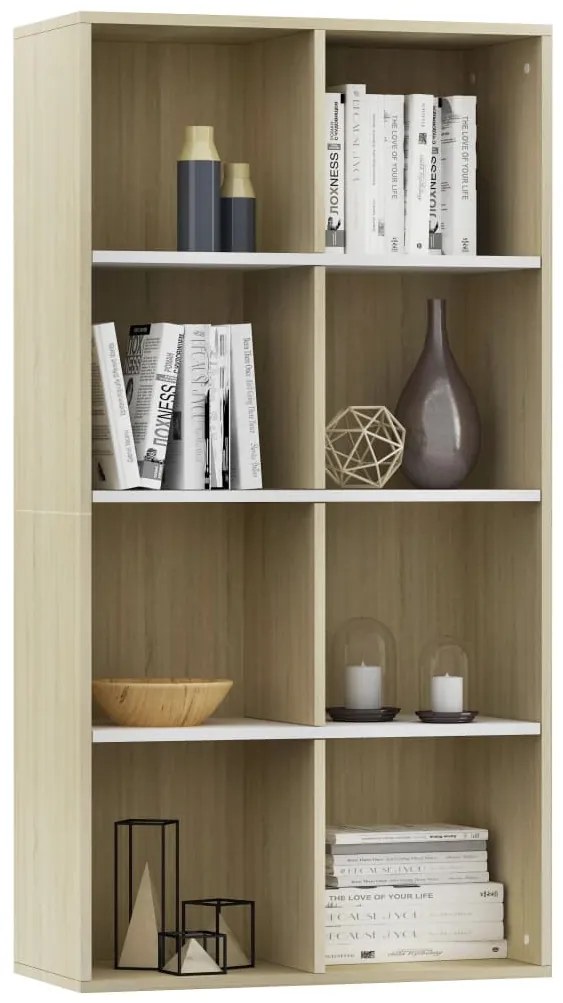 vidaXL Ραφιέρα/Βιβλιοθήκη Λευκή/Sonoma 66x30x130 εκ. από Μοριοσανίδα