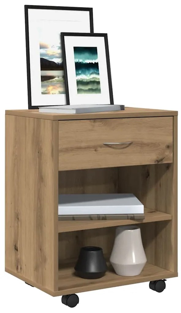 vidaXL Ντουλάπι Τροχήλατο Αρτισιανή Δρυς 46x36x59 εκ. Επεξεργ. Ξύλο