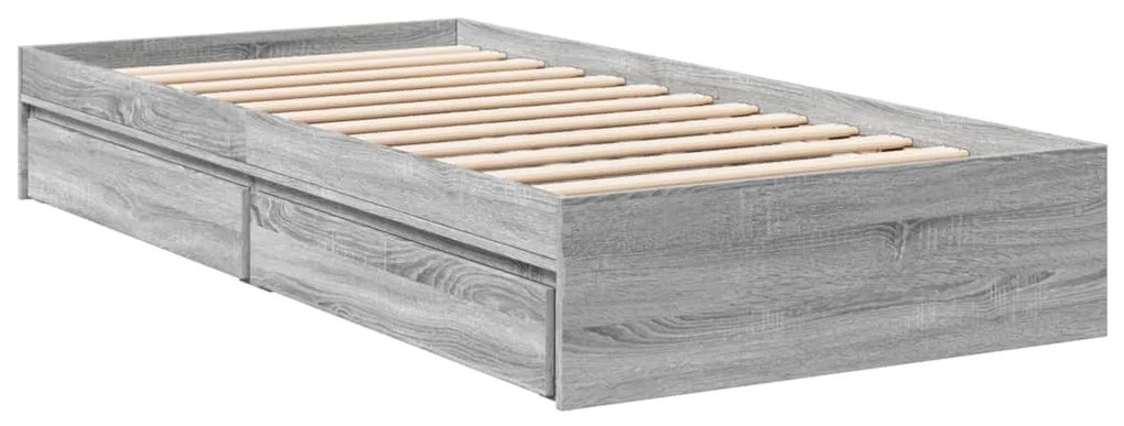 vidaXL Πλαίσιο Κρεβατιού με Συρτάρια Γκρι Sonoma 90x190εκ. Επεξ. Ξύλο