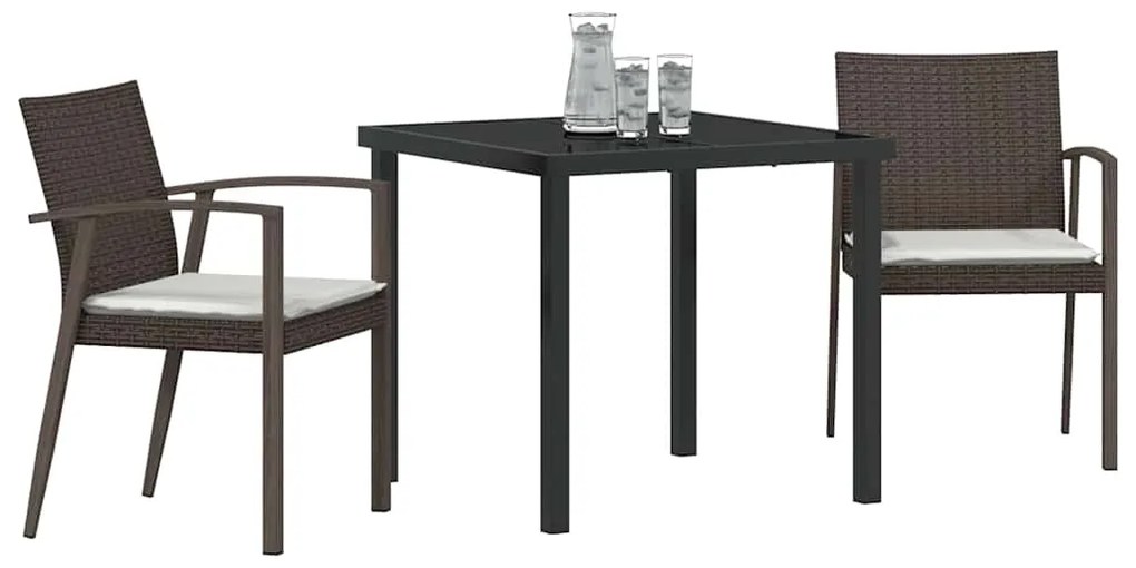 vidaXL Σέτ φαγητού για κήπο 3 pcs Καφέ και Μαύρο Ράτα PE