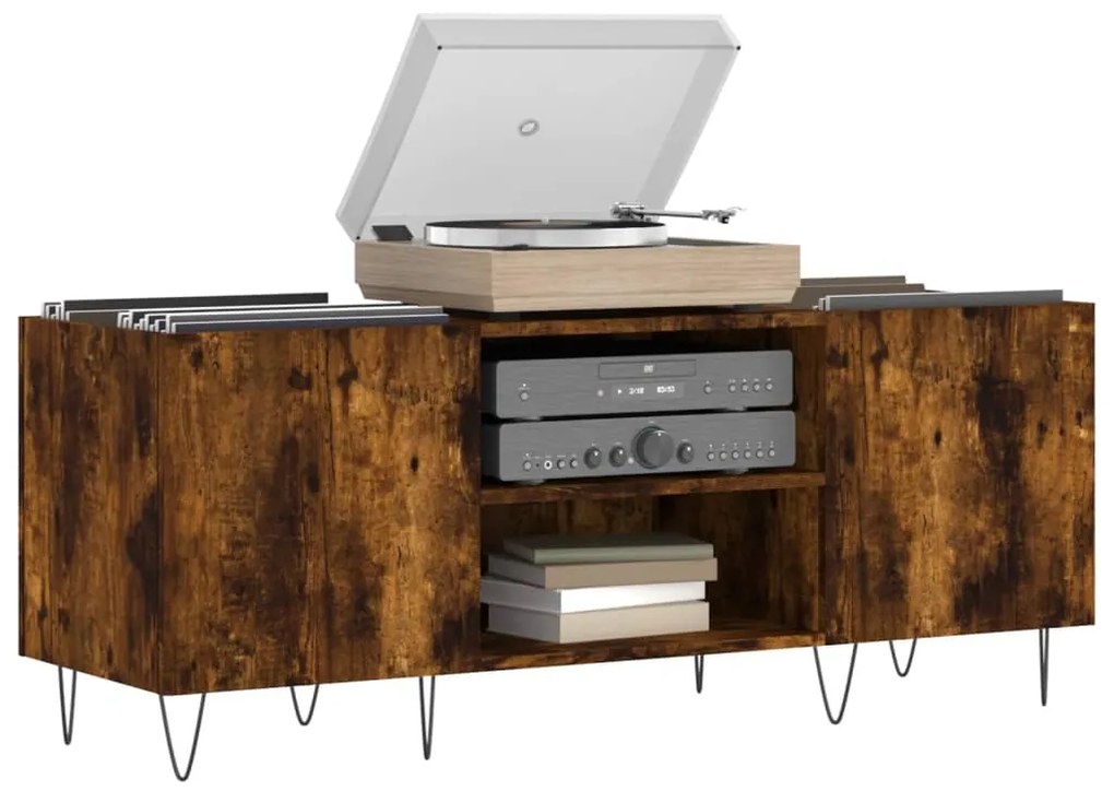 vidaXL Δισκοθήκη Καπνιστή Δρυς 121x38x48 εκ. από Επεξεργασμένο Ξύλο