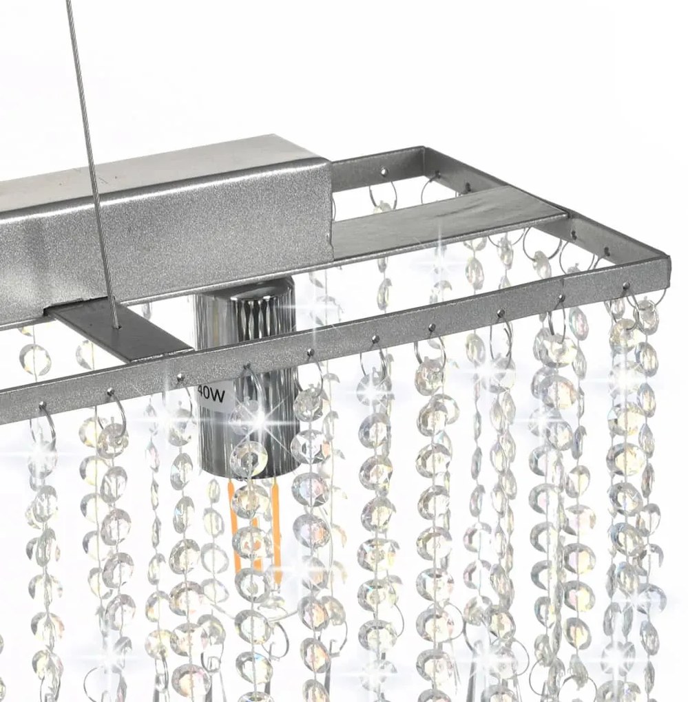 vidaXL Φωτιστικό Οροφής Ασημί με Κρυστάλλινες Χάντρες 104 εκ. Ε14
