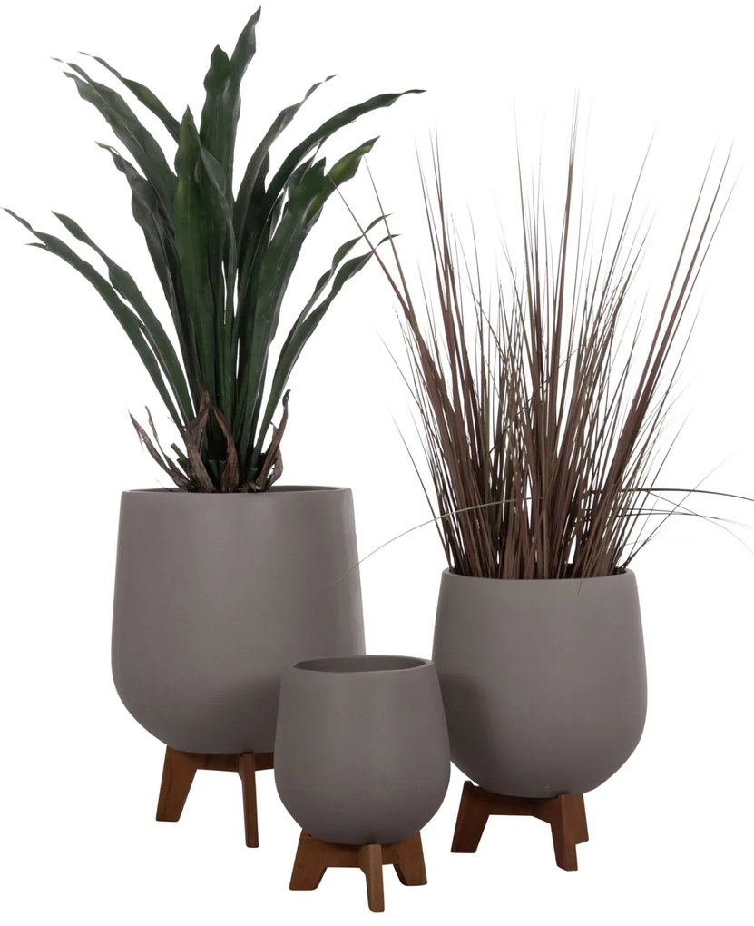 ΣΕΤ 3 ΓΛΑΣΤΡΕΣ ΜΕ TEAK ΒΑΣΕΙΣ TRYLL HM4681.03 FIBER CEMENT--ΓΚΡΙ