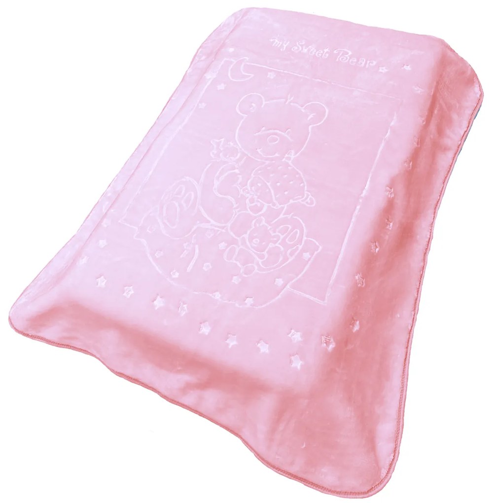Κουβέρτα Βελουτέ Κούνιας (110x140) Dimcol Sweet Bear 12 Baby Pink