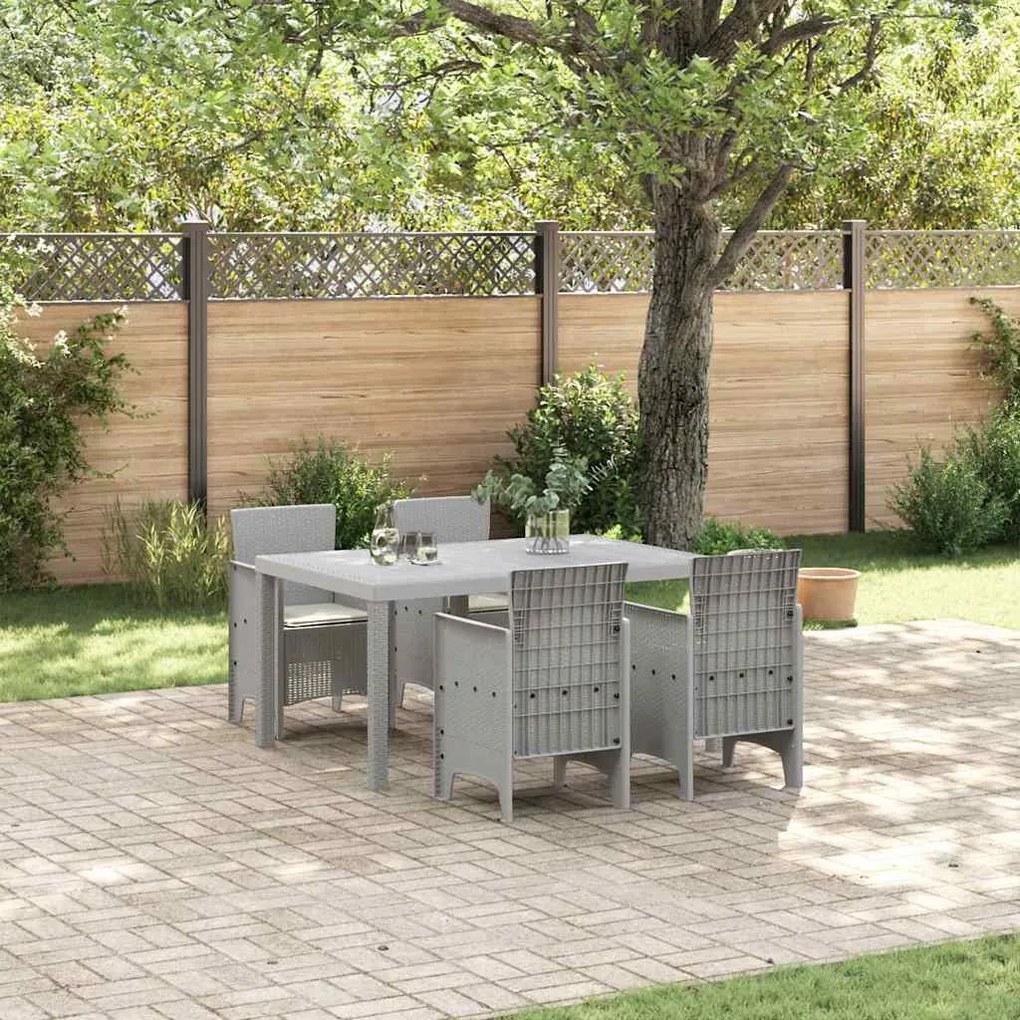 vidaXL Σέτ φαγητού για κήπο 5 pcs Ανοιχτό γκρι Rattan Polt
