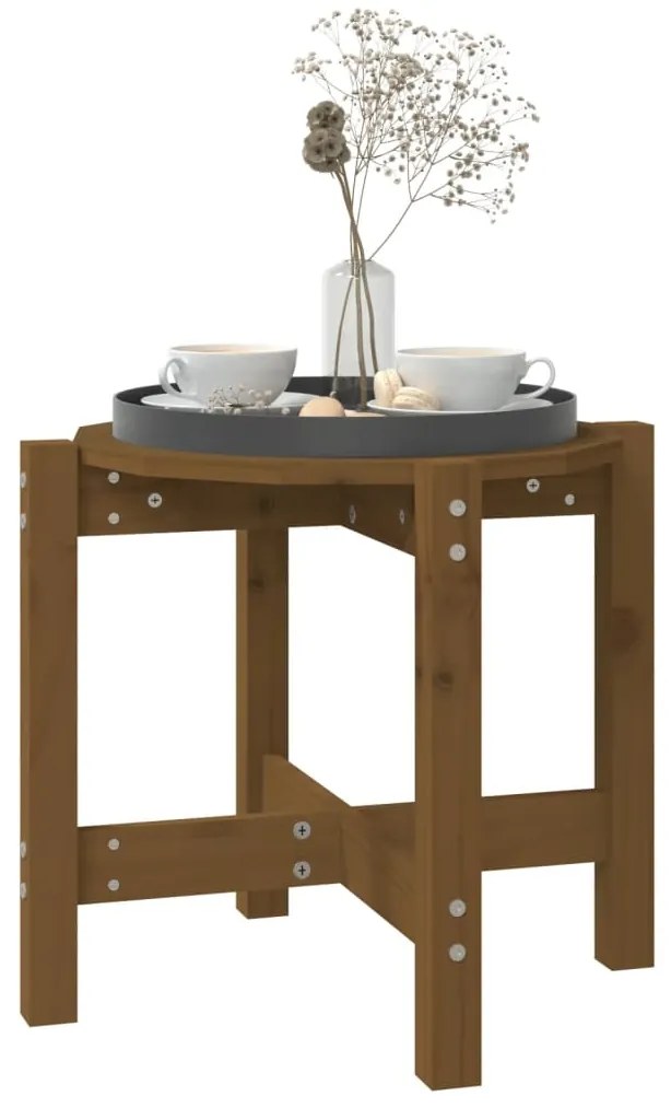 vidaXL Τραπεζάκι Σαλονιού Καφέ Μελί Ø 52,5x45 εκ. Μασίφ Ξύλο Πεύκου