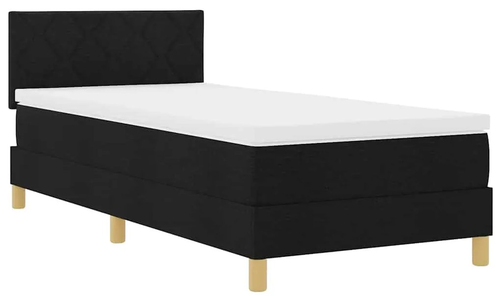 vidaXL Κρεβάτι με ελατήρια με στρώμα Μαύρο 90 x 190 cm ύφασμα