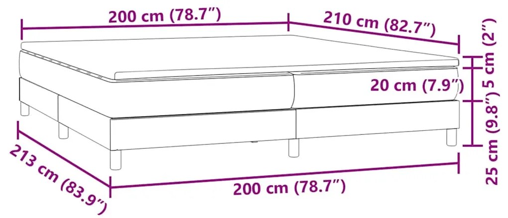 Κρεβάτι Boxspring με Στρώμα Μαύρο 200x210 εκ. Βελούδινο - Μαύρο