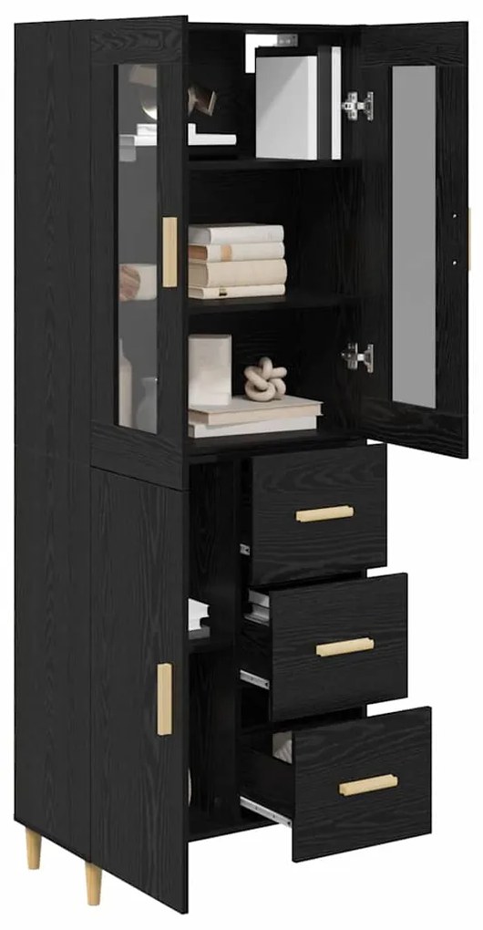 vidaXL Highboard Μαύρη Οξυά 69,5 x 34 x 180 εκ. Επεξεργασμένο ξύλο