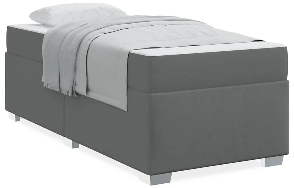 vidaXL Σκελετός Κρεβατιού με στρώμα Σκούρο Γκρι 90 x 190 cm ύφασμα