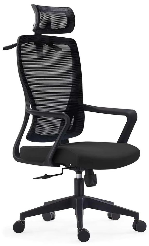 BF3850 Πολυθρόνα Γραφείου Διευθυντή, Mesh Μαύρο, Ύφασμα Μαύρο