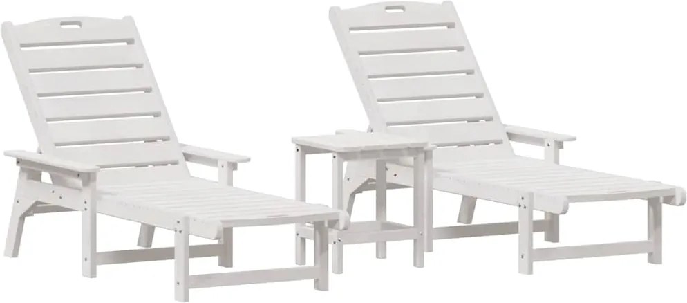 vidaXL Ξαπλώστρα 3 pcs Λευκό Πολυαιθυλένιο