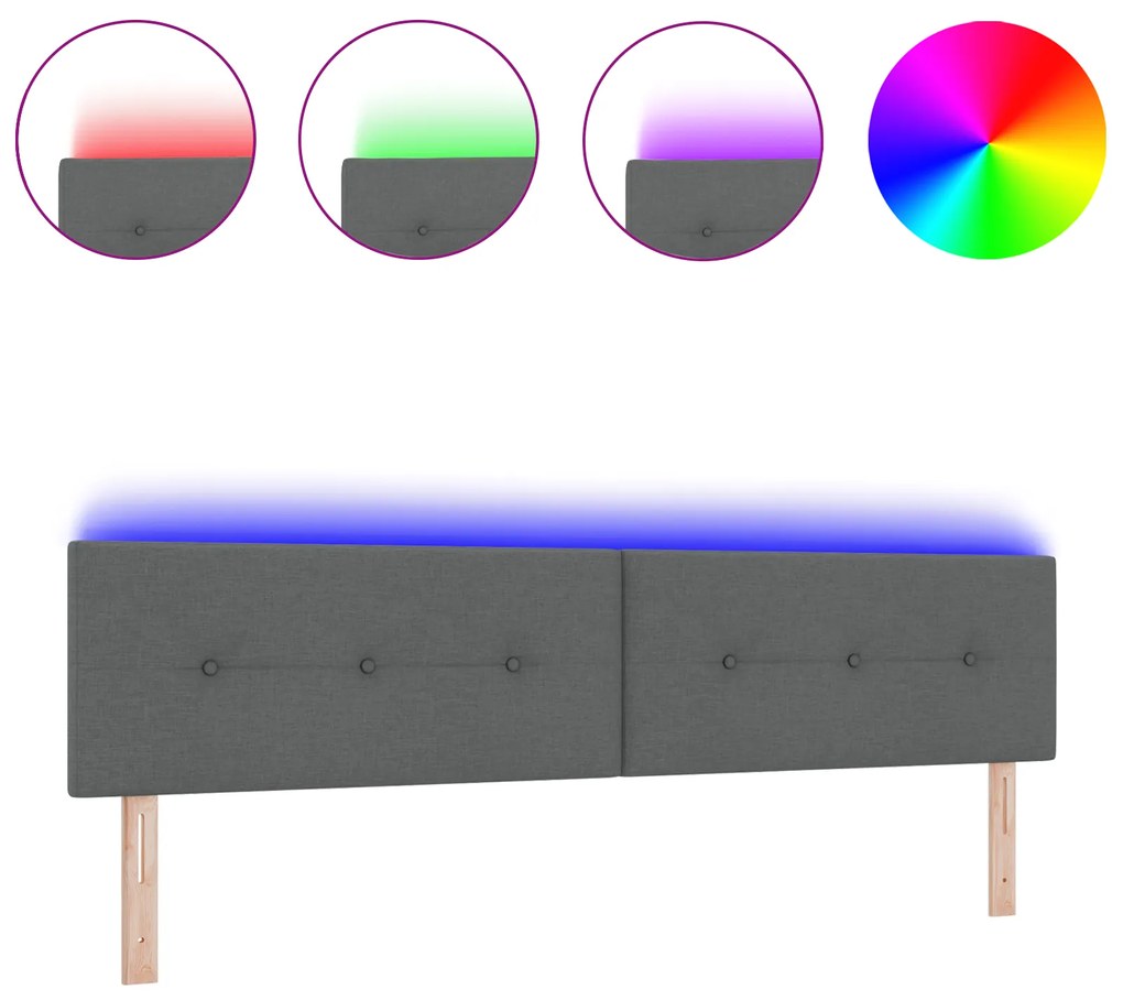 vidaXL LED Κεφαλάρι με Κουμπιά Στημένο Γκρι 100 εκ Υφάσμα