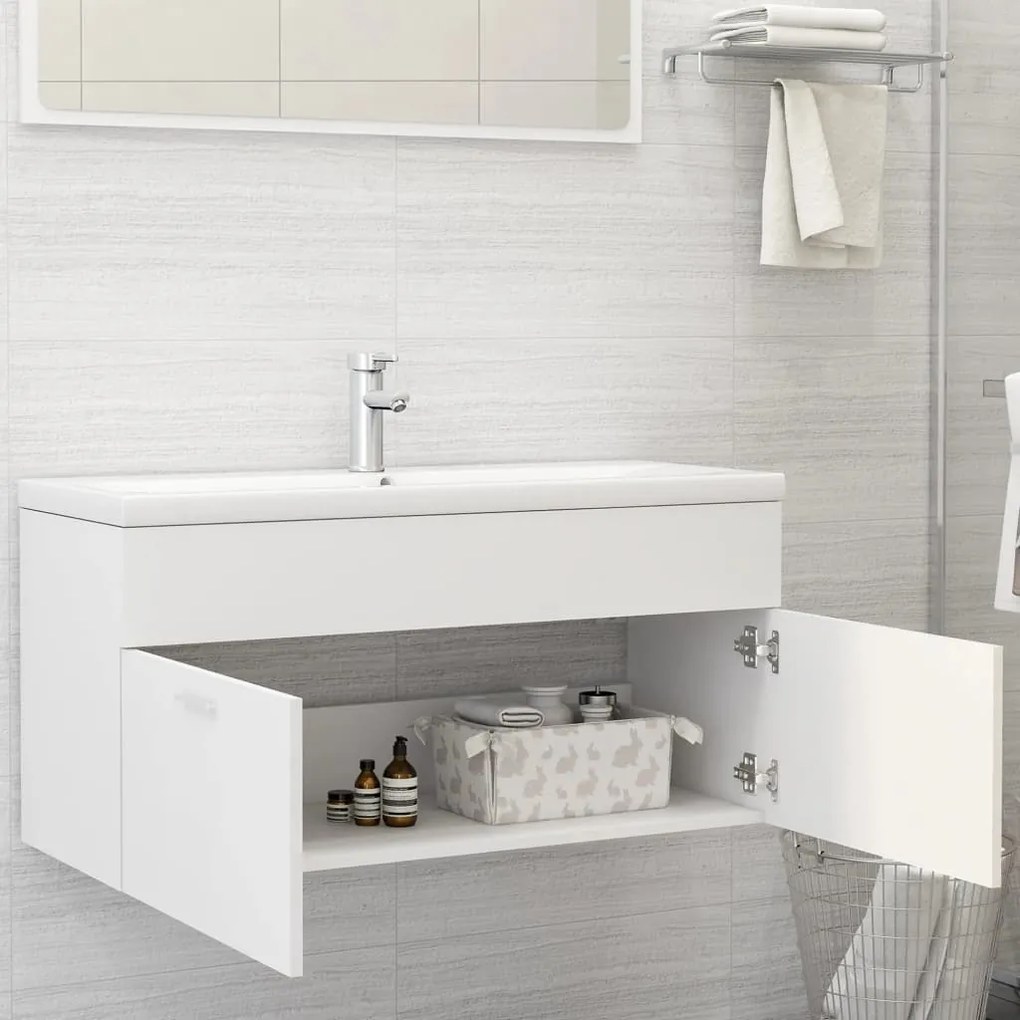vidaXL Ντουλάπι Νιπτήρα Λευκό 100 x 38,5 x 46 εκ. από Επεξ. Ξύλο