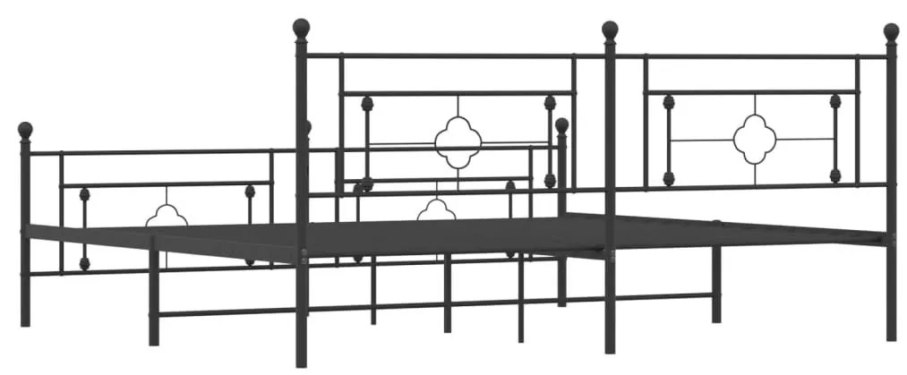 Πλαίσιο Κρεβατιού με Κεφαλάρι&amp;Ποδαρικό Μαύρο 193x20 εκ. Μέταλλο - Μαύρο
