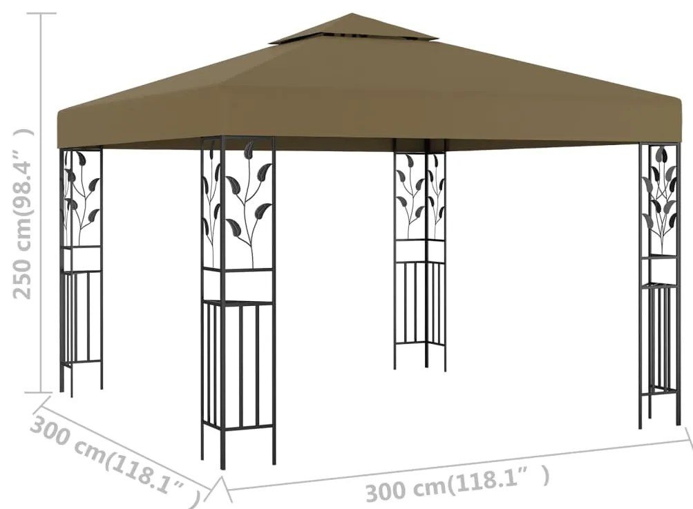 vidaXL Κιόσκι Taupe 3 x 3 μ. 180 γρ/μ²