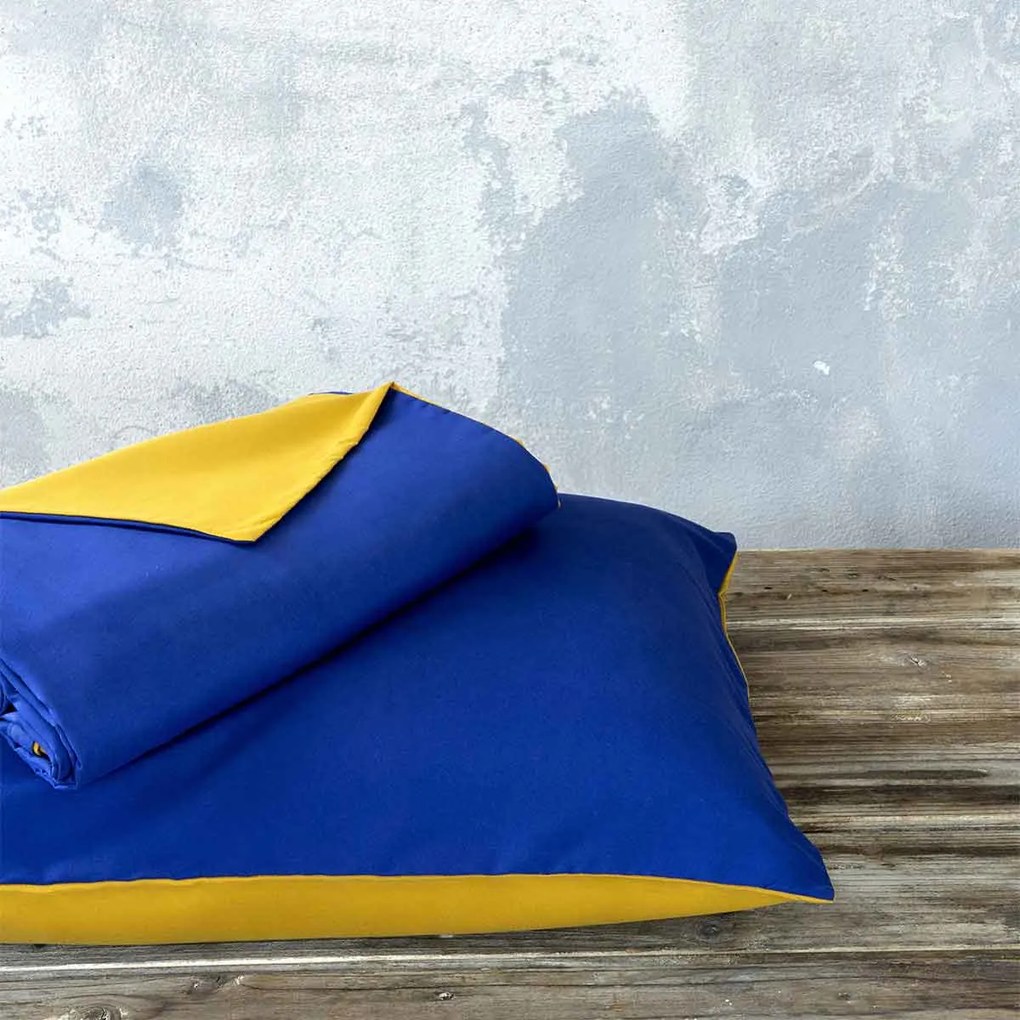 Παπλωματοθήκη Υπέρδιπλη (Σετ 220x240) 2 Όψεων Nima Bed Linen Abalone AW2022 Ώχρα,Μπλε