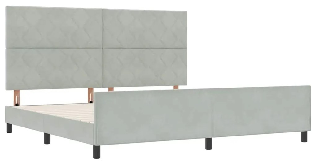 vidaXL Σκελετός Κρεβατιού Ανοιχτό γκρι 200 x 200 cm Βελούδο