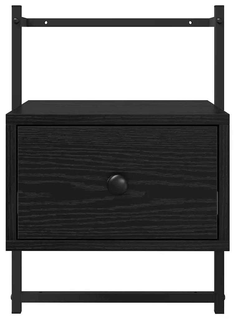 vidaXL Κομοδίνο 2 pcs Μαύρη Οξυά 35 x 30 x 51 εκ. Επεξεργασμένο ξύλο