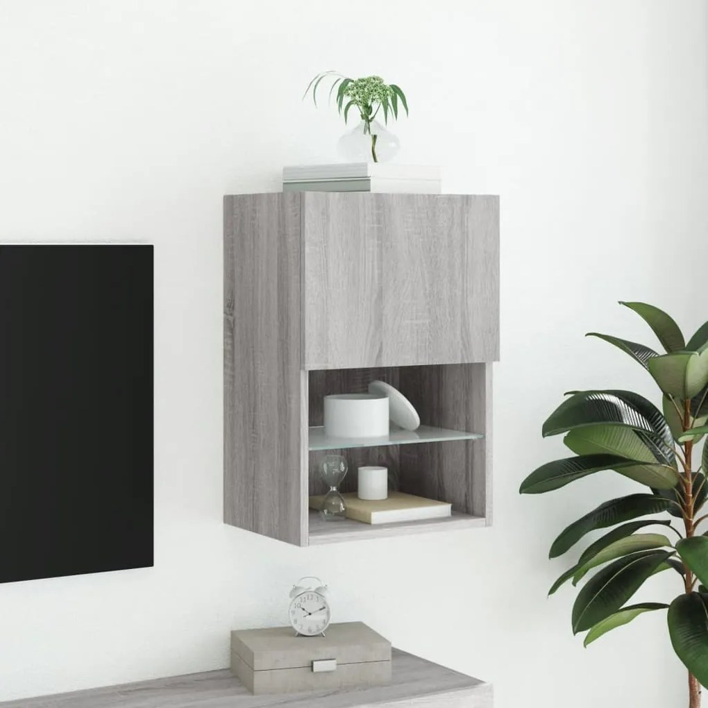 vidaXL Έπιπλο Τηλεόρασης με LED Γκρι Sonoma 40,5x30x60 εκ.
