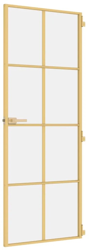 vidaXL Εσωτερική Πόρτα Χρυσή 76 x 201,5 εκ. Ψημένο Γυαλί & Αλουμίνιο